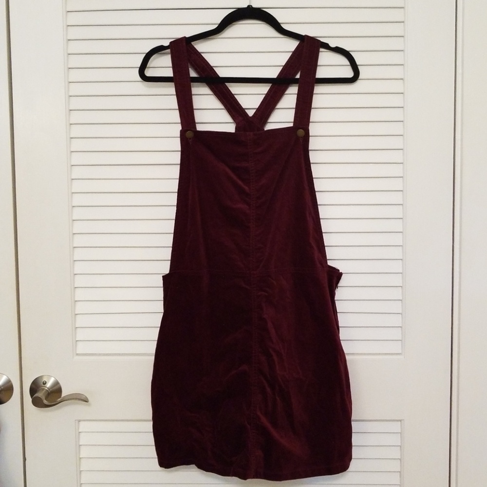 ABOUND Pinafore Dress - Burgundy velveteen